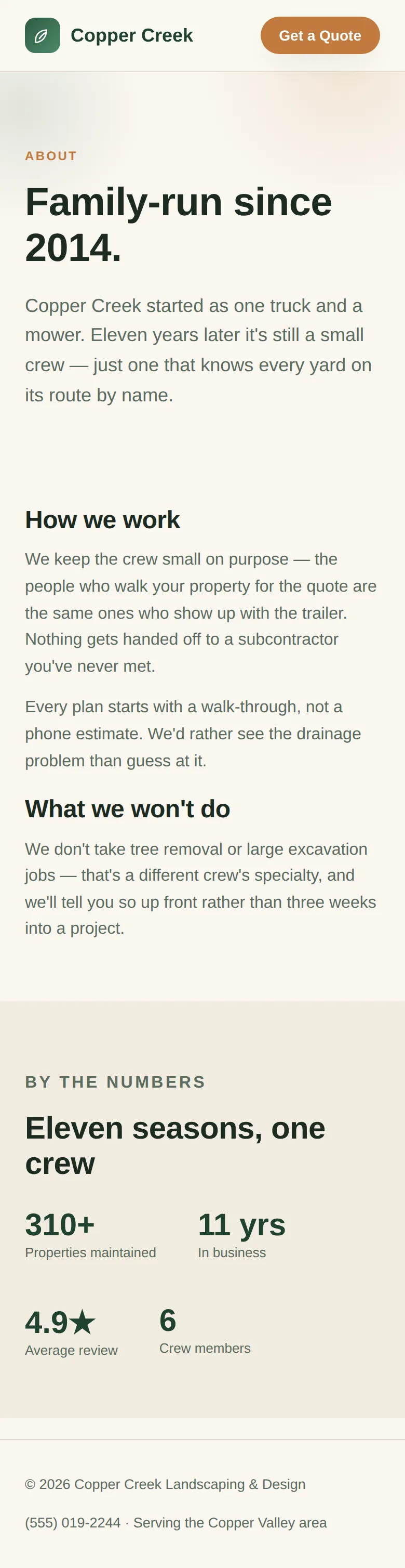 About — mobile view
