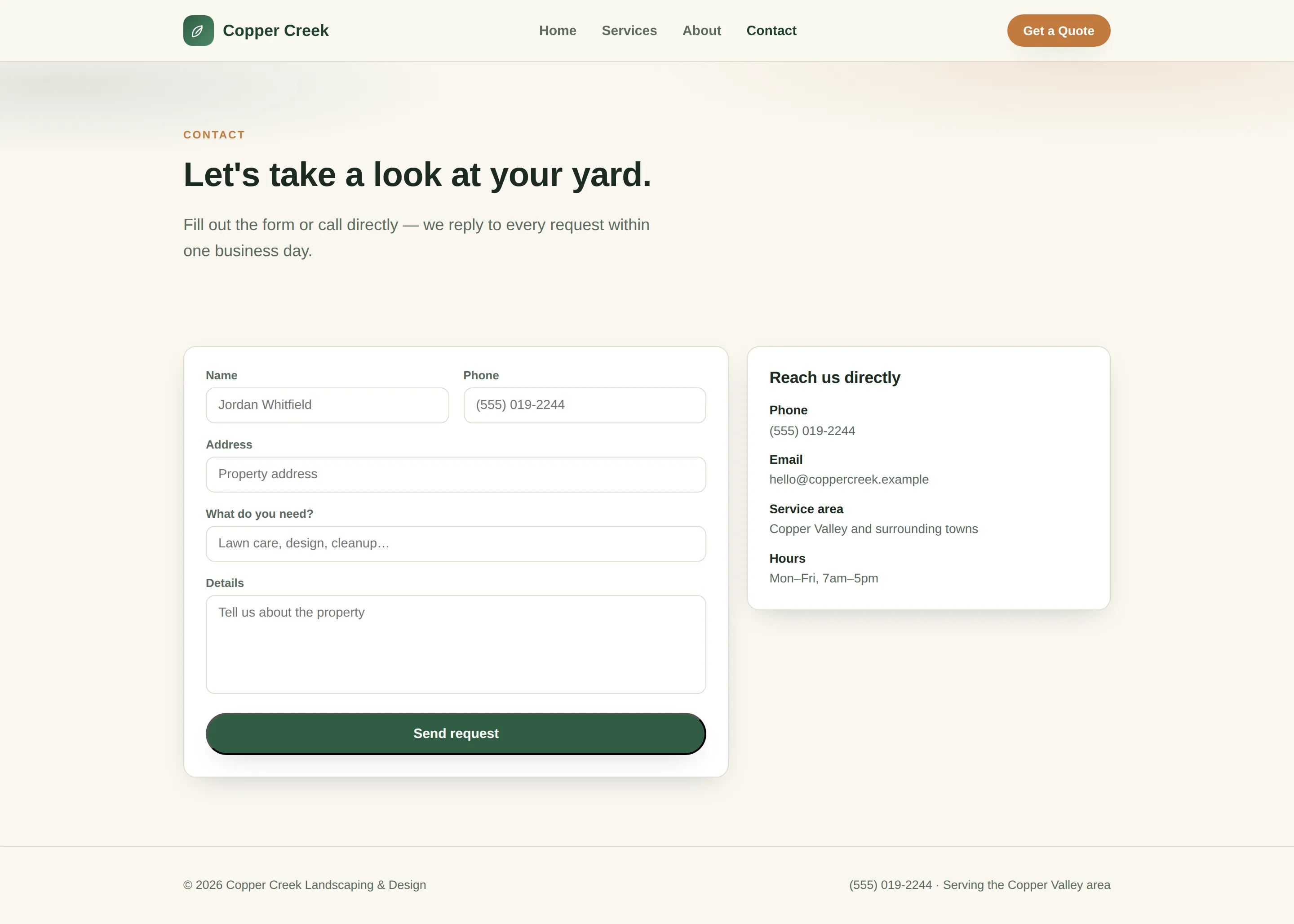 Contact — desktop view